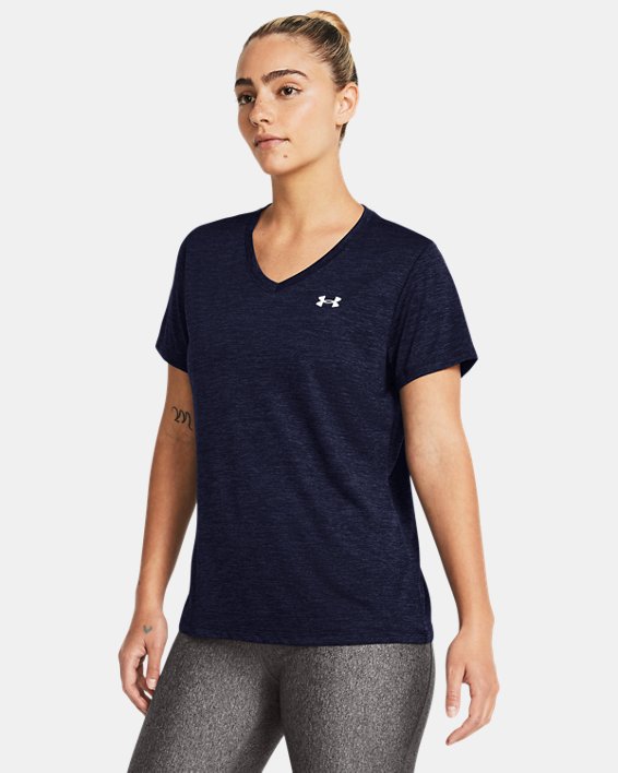 Women's UA Tech™ Twist V-Neck Short Sleeve in Blue image number 0